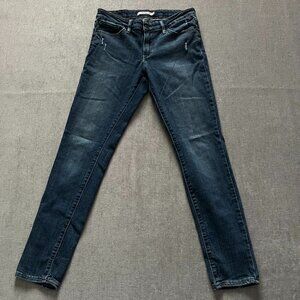 Levi's 711 Skinny Jeans Women 28 Classic Dark Blue Wash Denim Pockets Zip Casual
